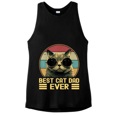 Vintage Best Cat Dad Ever Funny Cat Lover, Cat Dad Ladies PosiCharge Tri-Blend Wicking Tank
