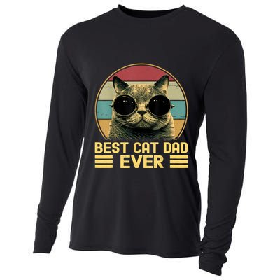 Vintage Best Cat Dad Ever Funny Cat Lover, Cat Dad Cooling Performance Long Sleeve Crew