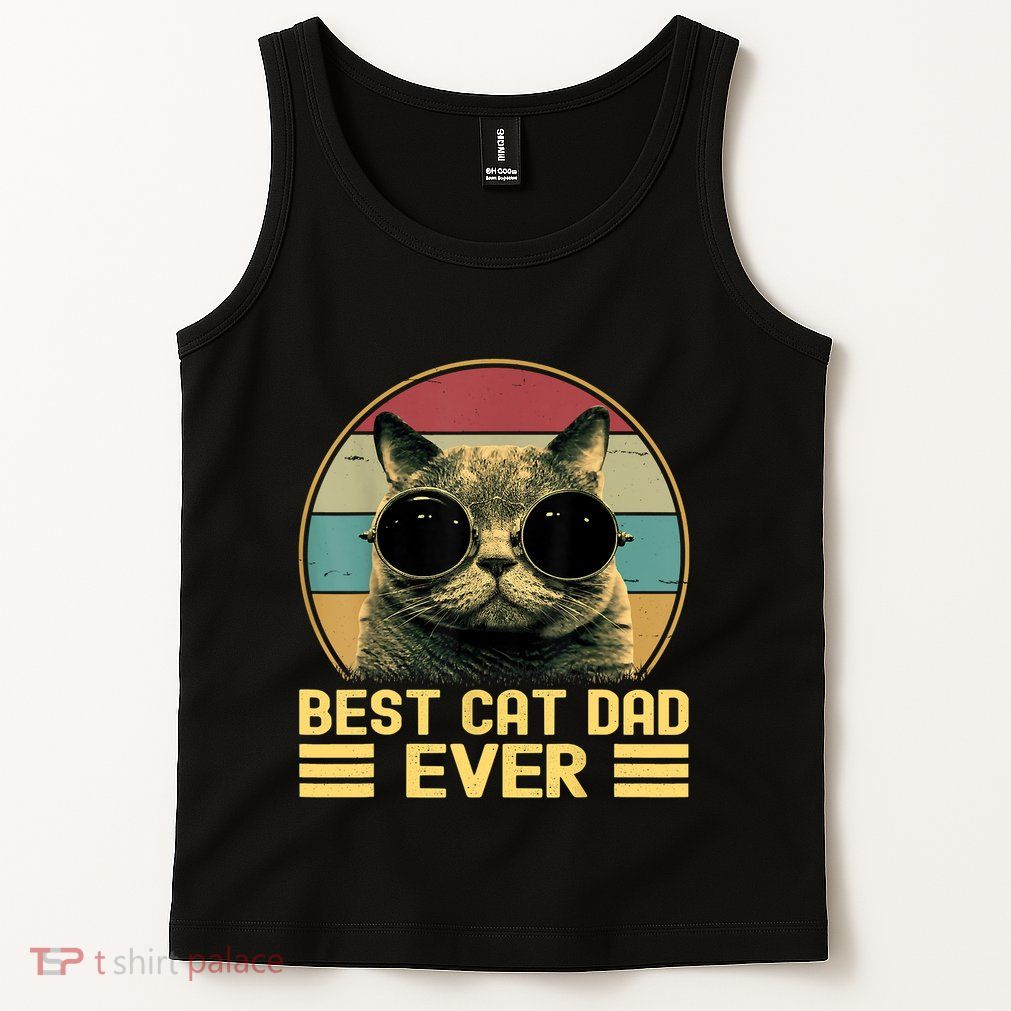 Vintage Best Cat Dad Ever Funny Cat Lover, Cat Dad Tank Top