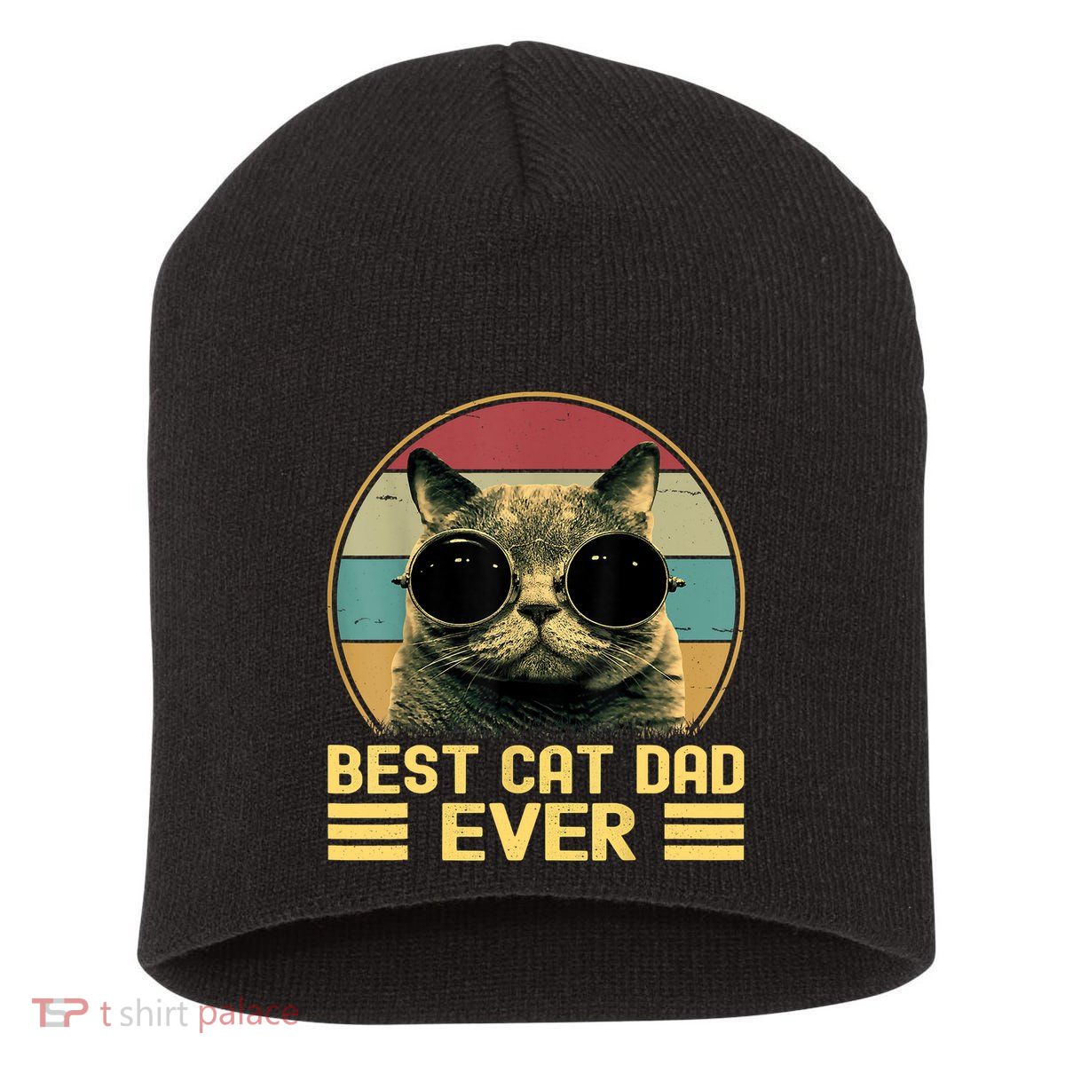Vintage Best Cat Dad Ever Funny Cat Lover, Cat Dad Short Acrylic Beanie