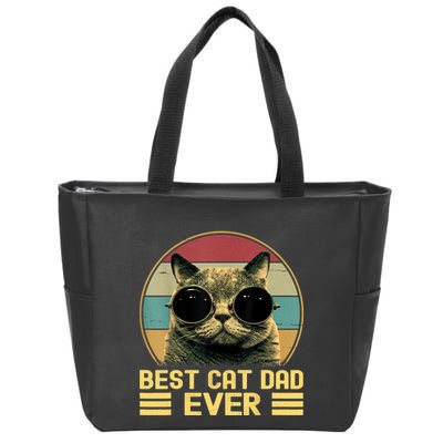 Vintage Best Cat Dad Ever Funny Cat Lover, Cat Dad Zip Tote Bag