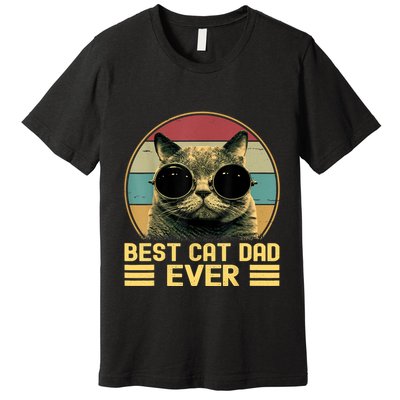 Vintage Best Cat Dad Ever Funny Cat Lover, Cat Dad Premium T-Shirt