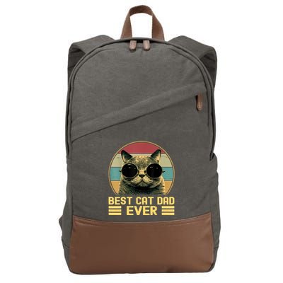 Vintage Best Cat Dad Ever Funny Cat Lover, Cat Dad Cotton Canvas Backpack