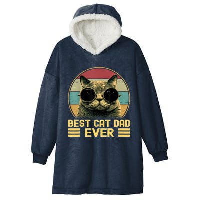 Vintage Best Cat Dad Ever Funny Cat Lover, Cat Dad Hooded Wearable Blanket