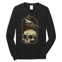 Vintage Black Crow With Skull Ans Moon Long Sleeve Shirt