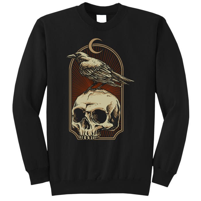 Vintage Black Crow With Skull Ans Moon Sweatshirt