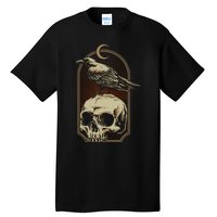 Vintage Black Crow With Skull Ans Moon Tall T-Shirt