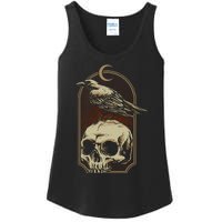 Vintage Black Crow With Skull Ans Moon Ladies Essential Tank