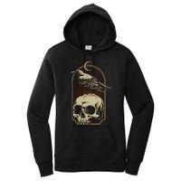 Vintage Black Crow With Skull Ans Moon Women's Pullover Hoodie