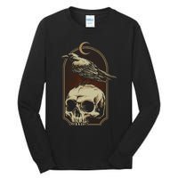 Vintage Black Crow With Skull Ans Moon Tall Long Sleeve T-Shirt