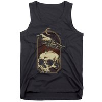 Vintage Black Crow With Skull Ans Moon Tank Top