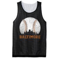 Vintage Baltimore Cityscape Baseball Lover Player And Fans Mesh Reversible Basketball Jersey Tank