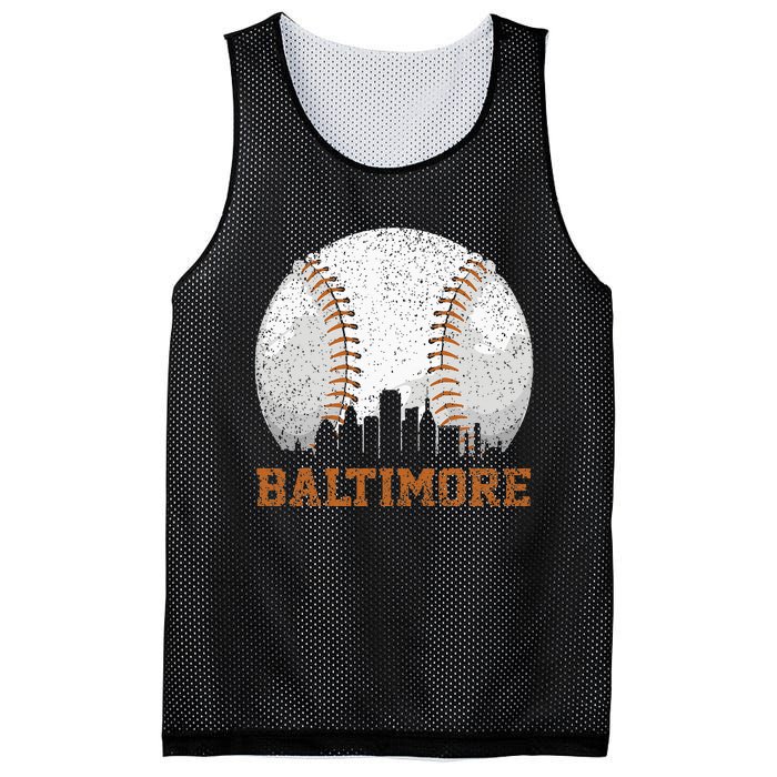 Vintage Baltimore Cityscape Baseball Lover Player And Fans Mesh Reversible Basketball Jersey Tank