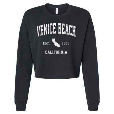 Venice Beach California Ca Vintage Athletic Sports Cropped Pullover Crew