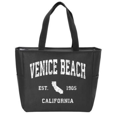Venice Beach California Ca Vintage Athletic Sports Zip Tote Bag