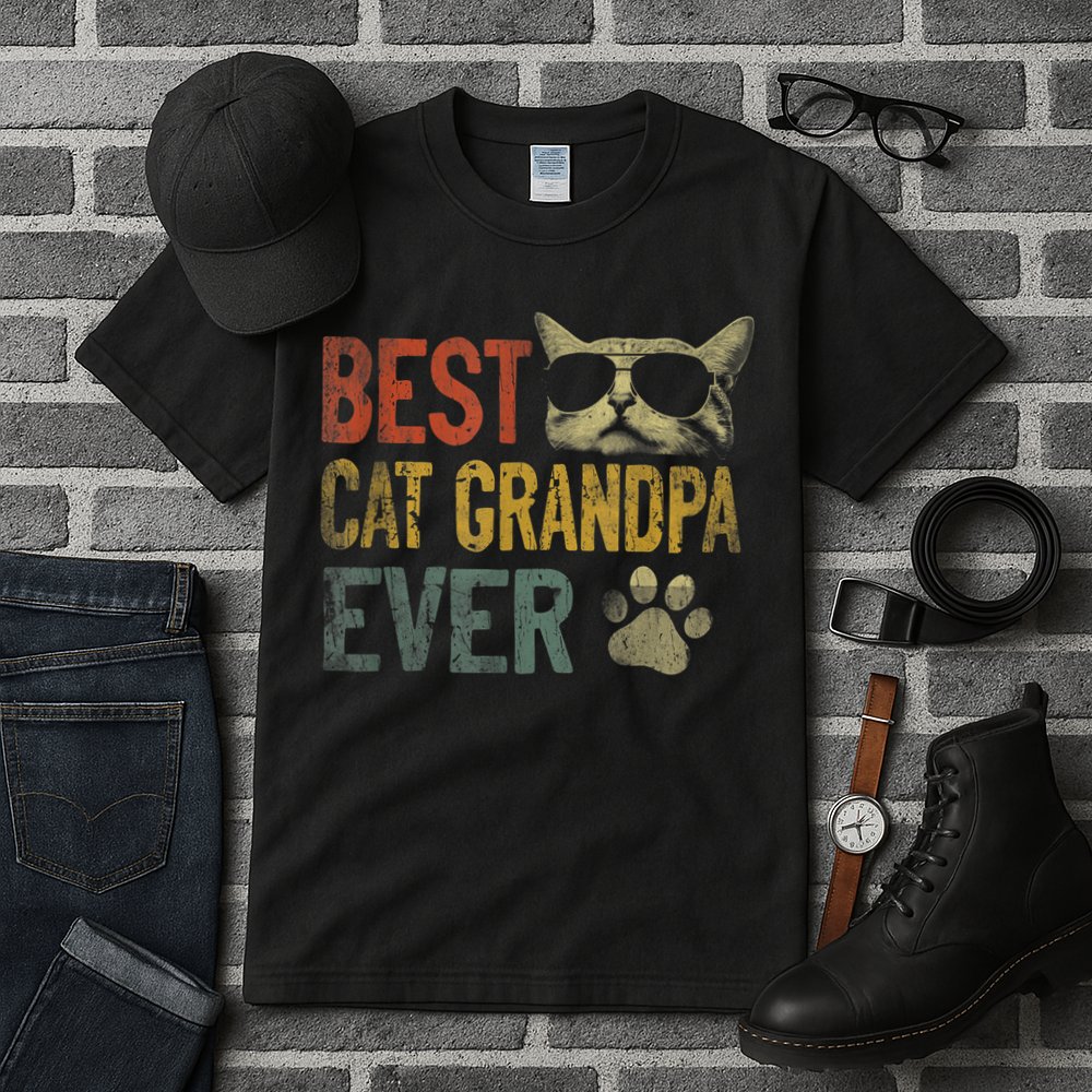 Vintage Best Cat Grandpa Ever TShirt Cat Grandpa Father's D TShirt Tall T-Shirt