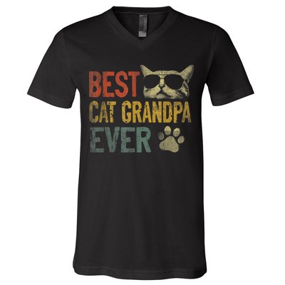Vintage Best Cat Grandpa Ever TShirt Cat Grandpa Father's D TShirt V-Neck T-Shirt