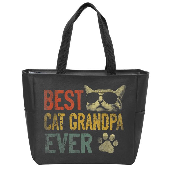 Vintage Best Cat Grandpa Ever TShirt Cat Grandpa Father's D TShirt Zip Tote Bag
