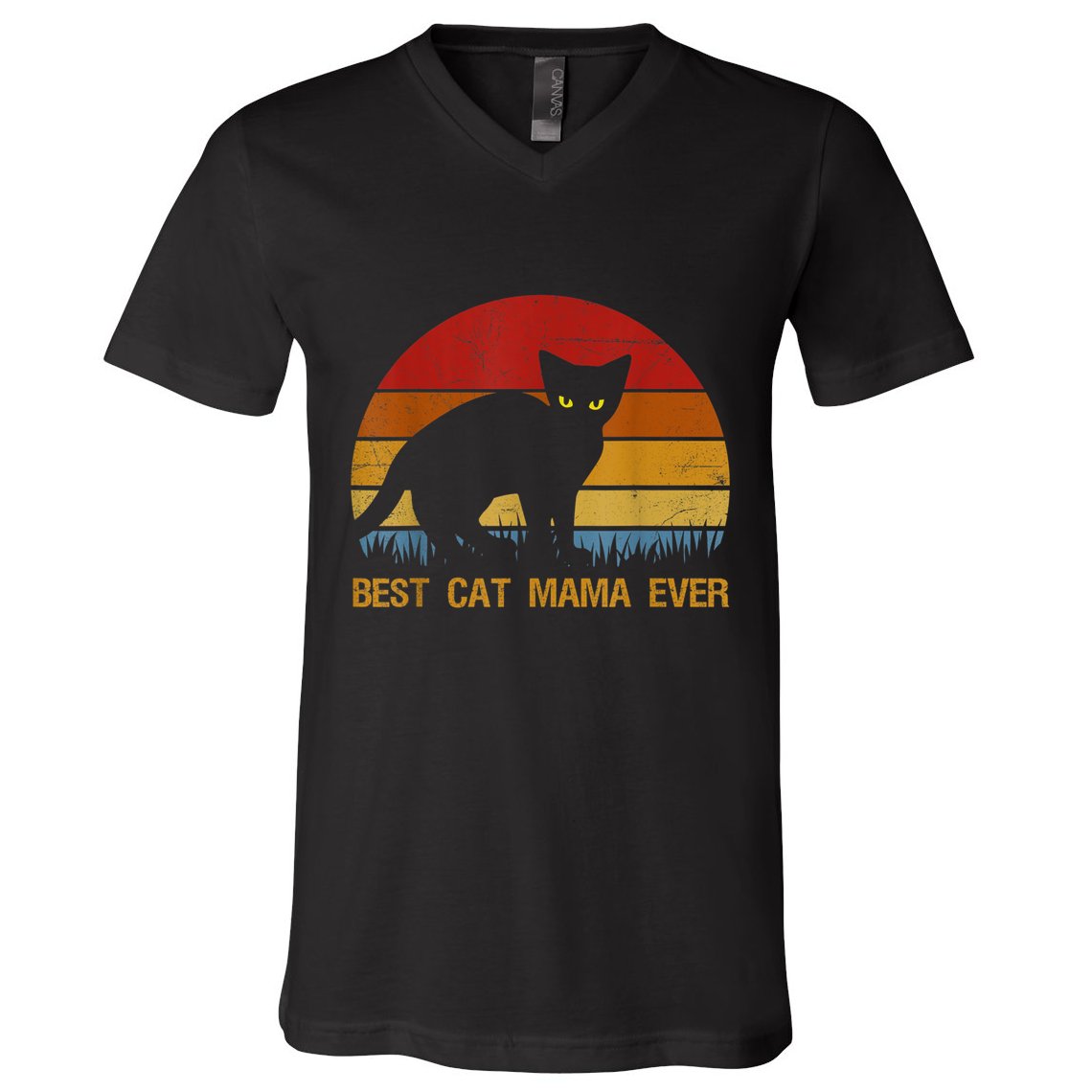 Vintage Best Cat Mama Ever Cat Mommy Gift V-Neck T-Shirt