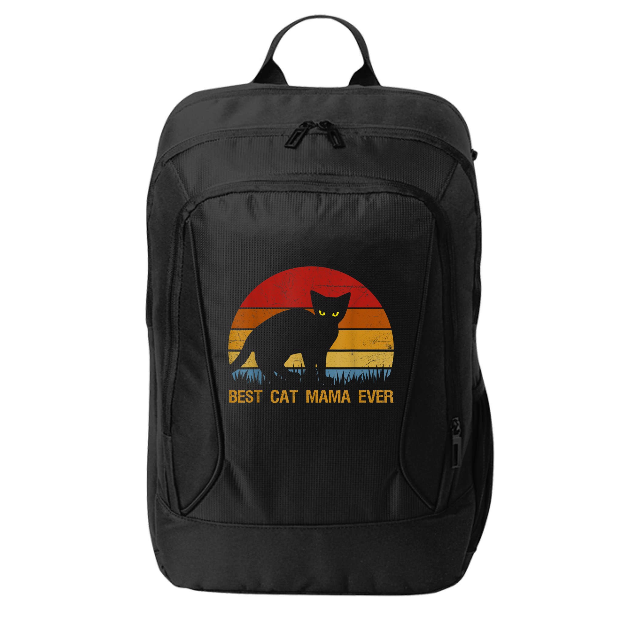 Vintage Best Cat Mama Ever Cat Mommy Gift City Backpack