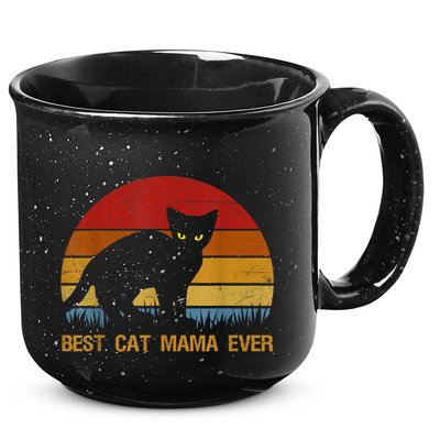 Vintage Best Cat Mama Ever Cat Mommy Gift 15oz Campfire Ceramic Mug