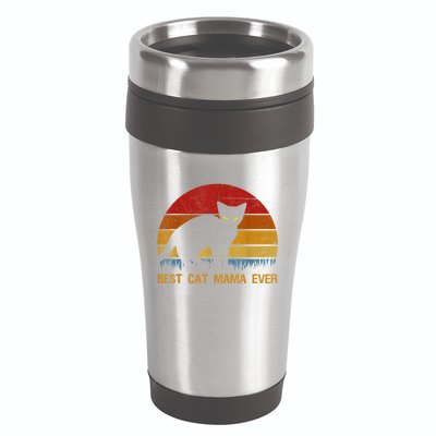 Vintage Best Cat Mama Ever Cat Mommy Gift 16oz Travel Tumbler