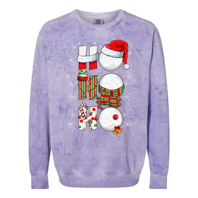 Volleyball Ball Christmas Ho Ho Ho Santa Reindeer Elf Gift Colorblast Crewneck Sweatshirt