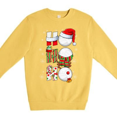 Volleyball Ball Christmas Ho Ho Ho Santa Reindeer Elf Gift Premium Crewneck Sweatshirt