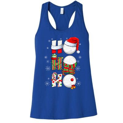 Volleyball Ball Christmas Ho Ho Ho Santa Reindeer Elf Gift Women's Racerback Tank