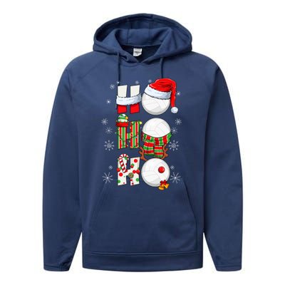 Volleyball Ball Christmas Ho Ho Ho Santa Reindeer Elf Gift Performance Fleece Hoodie