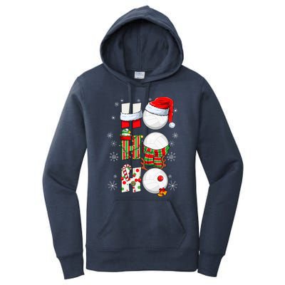 Volleyball Ball Christmas Ho Ho Ho Santa Reindeer Elf Gift Women's Pullover Hoodie