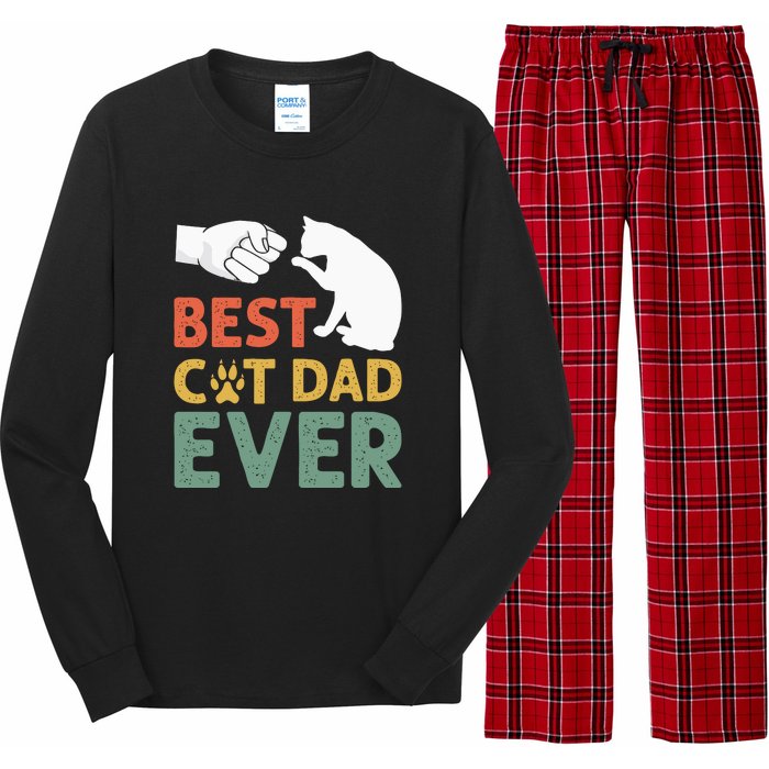 Vintage Best Cat Dad Ever Funny Cat Daddy Father Day Gift Long Sleeve Pajama Set