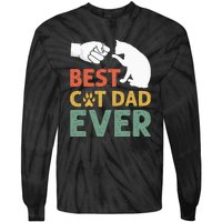 Vintage Best Cat Dad Ever Funny Cat Daddy Father Day Gift Tie-Dye Long Sleeve Shirt