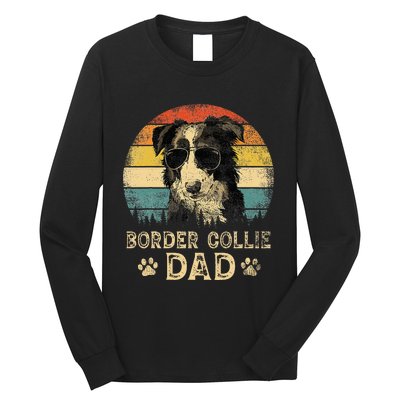 Vintage Border Collie Dad Dog Lovers FatherS Day Long Sleeve Shirt