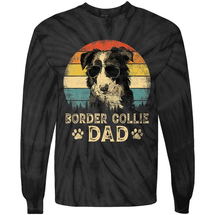 Vintage Border Collie Dad Dog Lovers FatherS Day Tie-Dye Long Sleeve Shirt