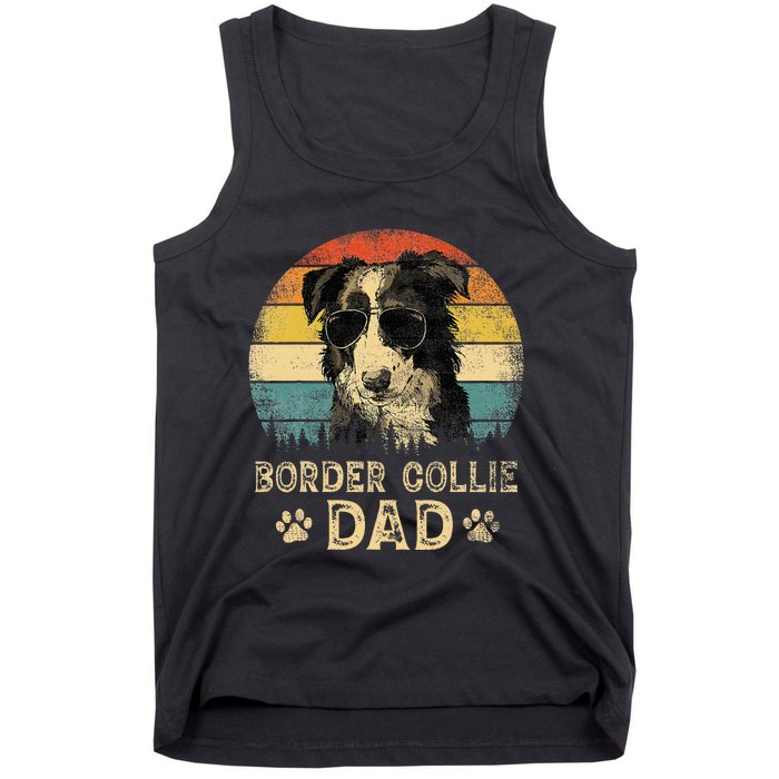 Vintage Border Collie Dad Dog Lovers FatherS Day Tank Top