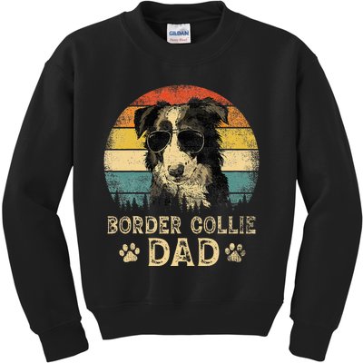 Vintage Border Collie Dad Dog Lovers FatherS Day Kids Sweatshirt