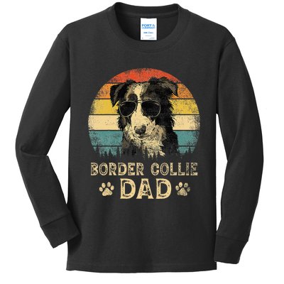 Vintage Border Collie Dad Dog Lovers FatherS Day Kids Long Sleeve Shirt