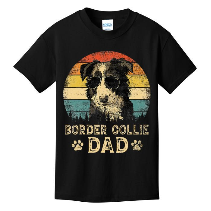 Vintage Border Collie Dad Dog Lovers FatherS Day Kids T-Shirt