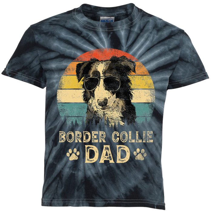 Vintage Border Collie Dad Dog Lovers FatherS Day Kids Tie-Dye T-Shirt