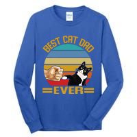 Vintage Best Cat Dad Ever Funny Saying Cats Dad Gift Tall Long Sleeve T-Shirt