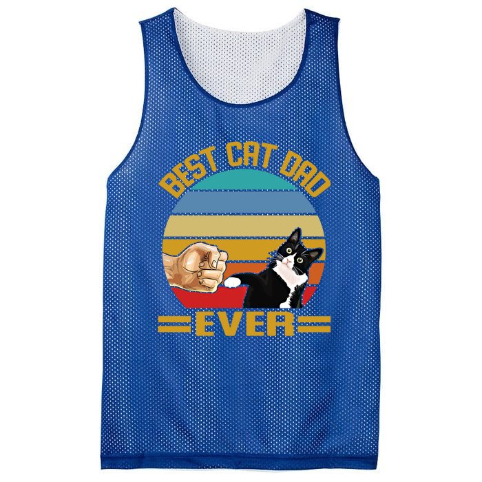 Vintage Best Cat Dad Ever Funny Saying Cats Dad Gift Mesh Reversible Basketball Jersey Tank