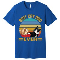 Vintage Best Cat Dad Ever Funny Saying Cats Dad Gift Premium T-Shirt