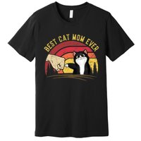 Vintage Best Cat Mom Ever Cat for Wo - Funny Cat Premium T-Shirt