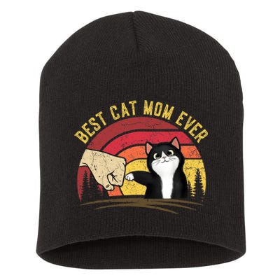 Vintage Best Cat Mom Ever Cat for Wo - Funny Cat Short Acrylic Beanie