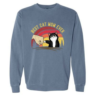 Vintage Best Cat Mom Ever Cat for Wo - Funny Cat Garment-Dyed Sweatshirt