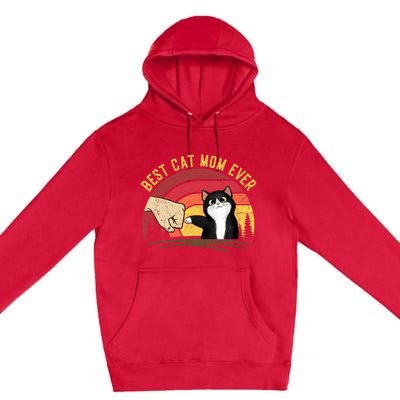 Vintage Best Cat Mom Ever Cat for Wo - Funny Cat Premium Pullover Hoodie