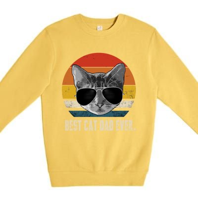 Vintage Best Cat Dad Ever Retro Cat Daddy FatherS Day Premium Crewneck Sweatshirt