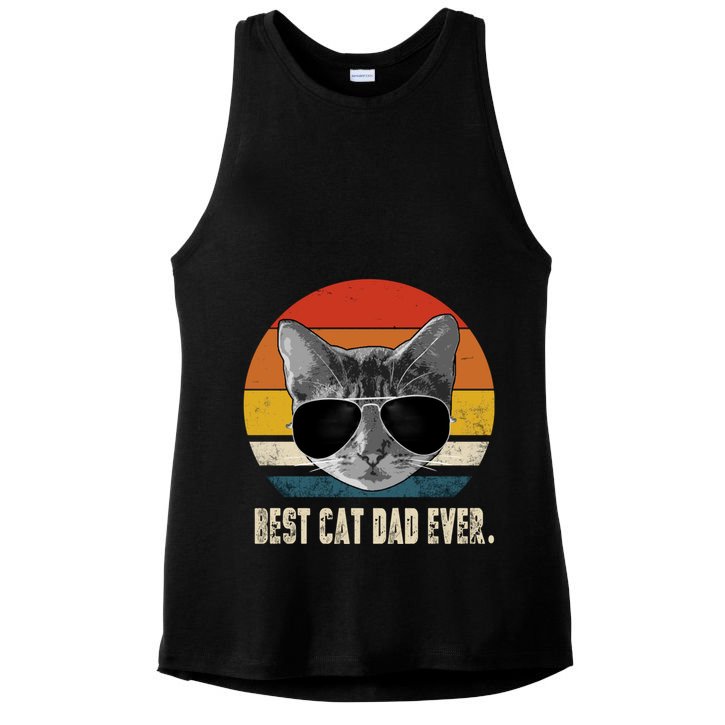 Vintage Best Cat Dad Ever Retro Cat Daddy FatherS Day Ladies PosiCharge Tri-Blend Wicking Tank