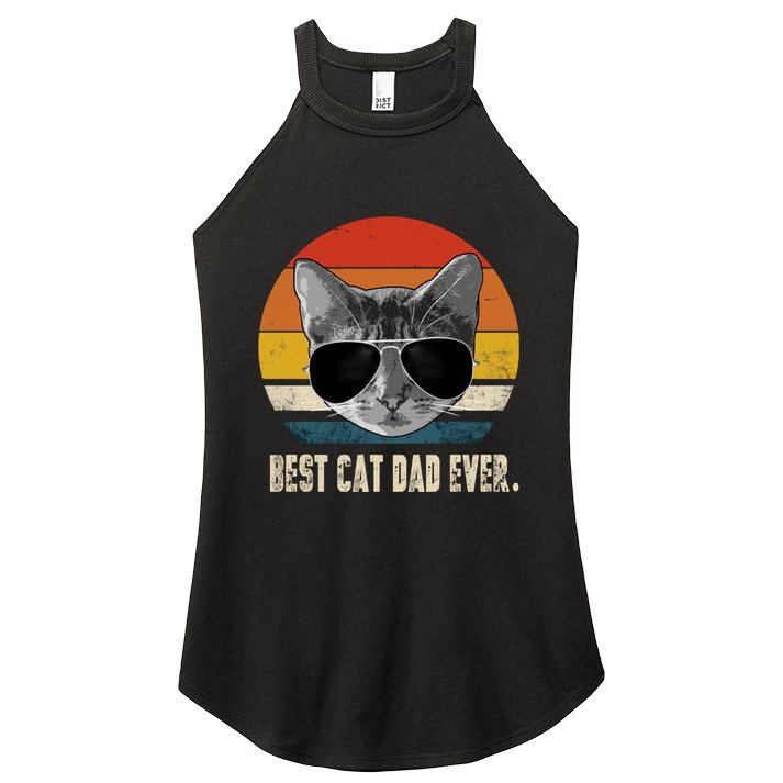 Vintage Best Cat Dad Ever Retro Cat Daddy FatherS Day Women's Perfect Tri Rocker Tank
